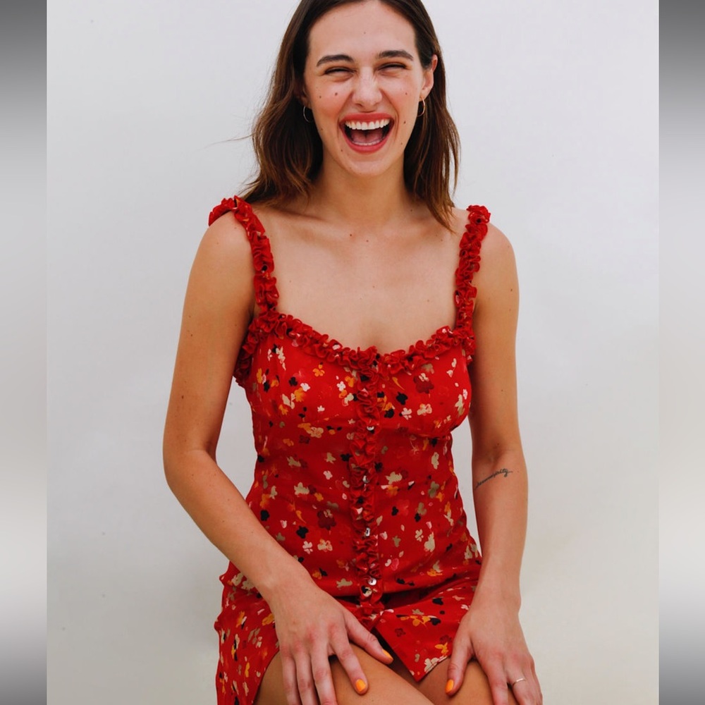 NWT Realisation Par The Julia Dress Rouge Fleur XS